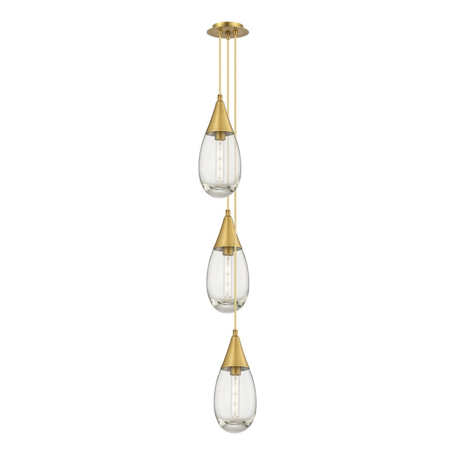 Innovations Lighting Malone 3-Light 6in Pendant | Art Deco Brushed Brass and Clear Glass | Kitchen Island & Dining | Model 103-450-1P-BB-G450-6CL