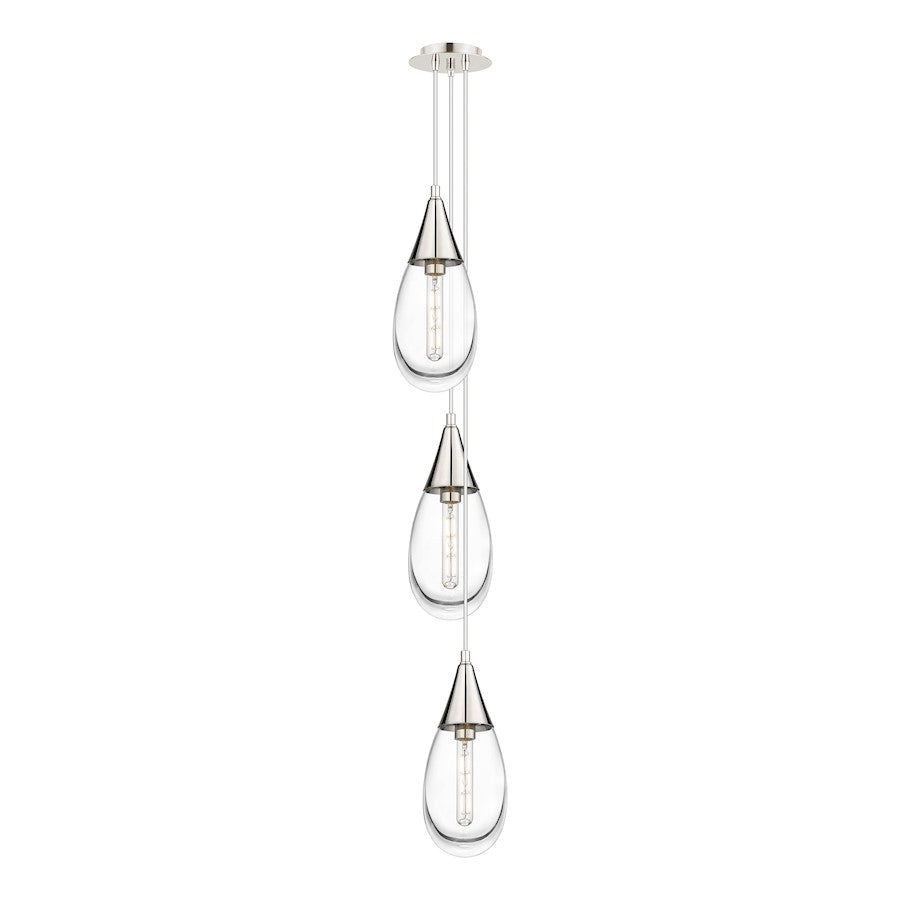 Innovations Malone 3-Light Pendant | Art Deco Polished Nickel and Clear Glass | Kitchen Island & Dining Room | Model 103-450-1P-PN-G450-6CL
