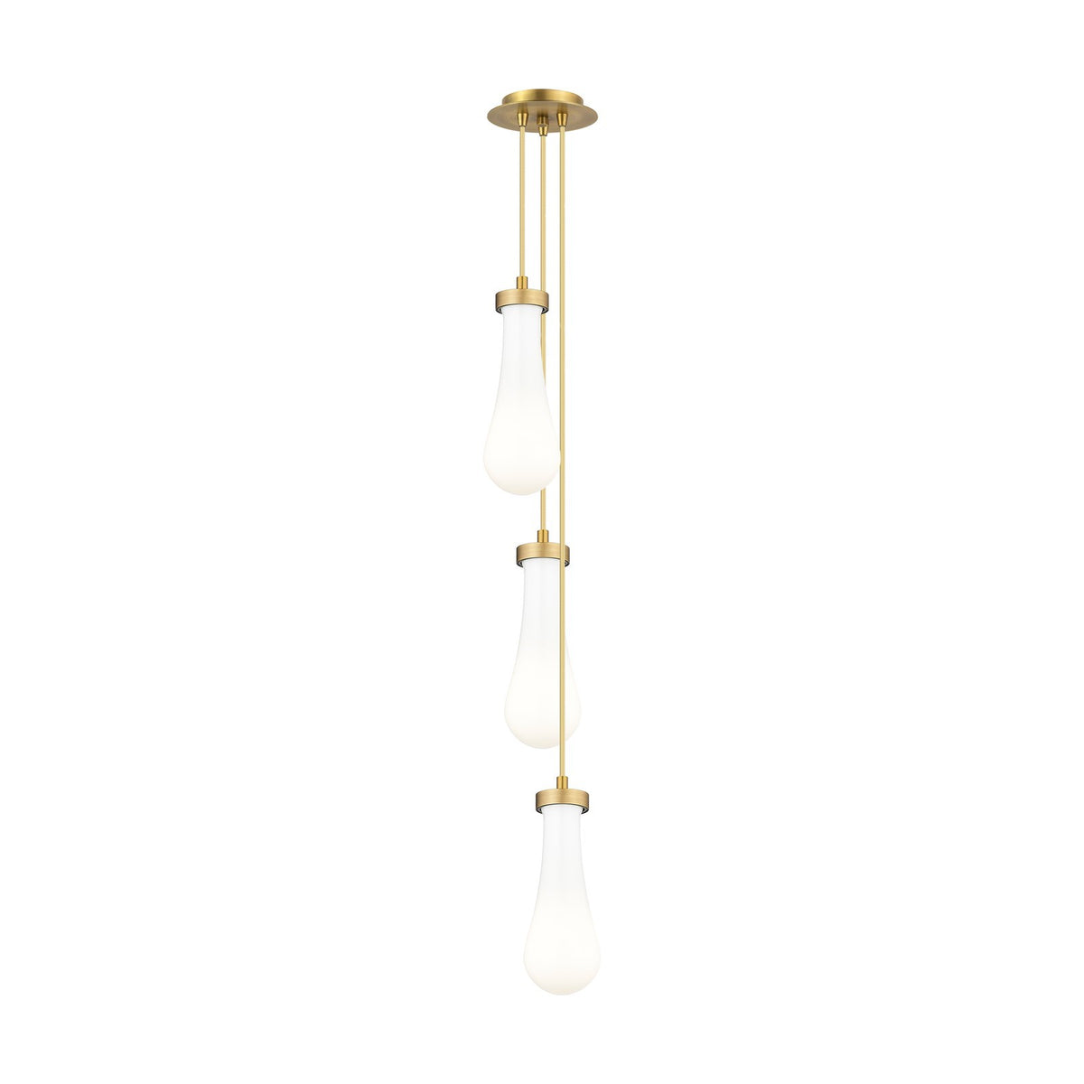 Innovations Owego 3-Light 7in Multi Pendant | Art Deco Brushed Brass and Gloss White Glass | Kitchen Island & Dining | Model 103-451-1P-BB-G451-4GWH