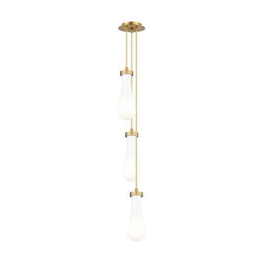 Innovations Owego 3-Light 7in Multi Pendant | Art Deco Brushed Brass and Gloss White Glass | Kitchen Island & Dining | Model 103-451-1P-BB-G451-4GWH