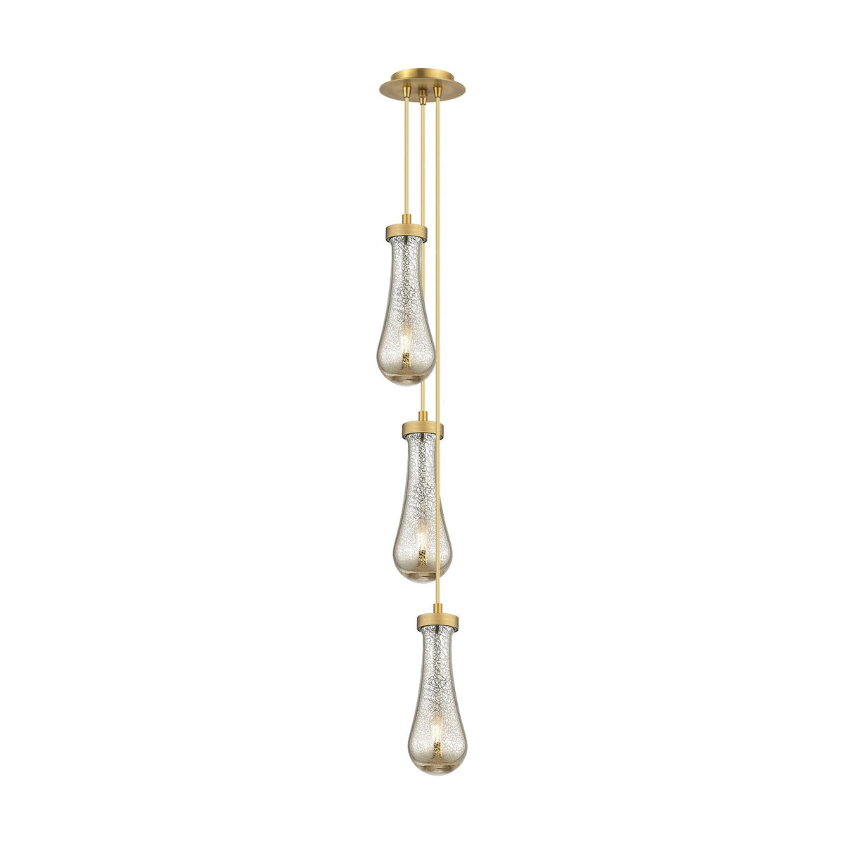 Innovations Owego 6in 3-Light Multi Pendant | Art Deco Brushed Brass and Mercury Glass | Kitchen Island & Dining Room | Model 103-451-1P-BB-G451-4ME