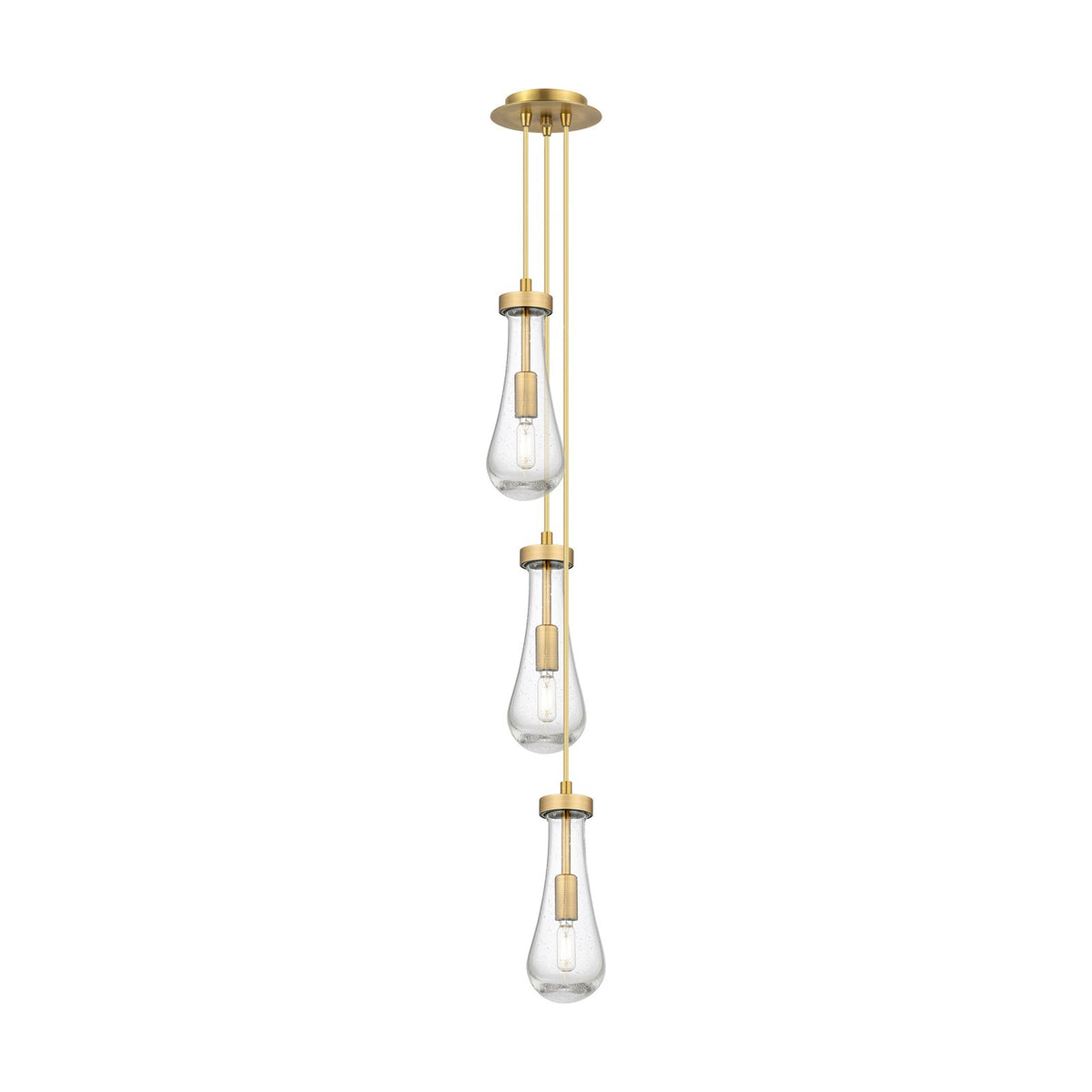 Innovations Owego 6in 3-Light Pendant | Art Deco Brushed Brass and Seedy Glass | Kitchen Island & Dining Room | Model 103-451-1P-BB-G451-4SDY