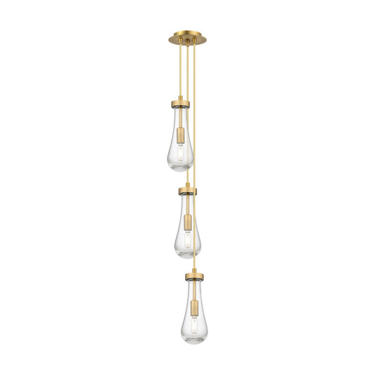 Innovations Owego 6in 3-Light Pendant | Art Deco Brushed Brass and Seedy Glass | Kitchen Island & Dining Room | Model 103-451-1P-BB-G451-4SDY