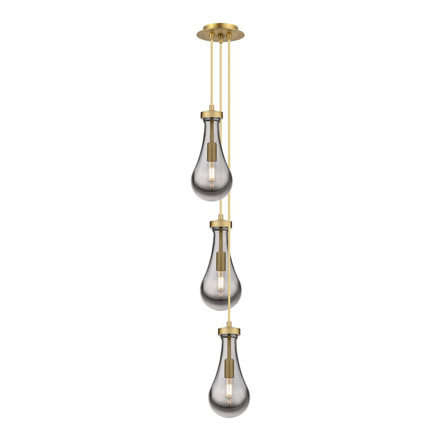 Innovations Malone 6-Light Teardrop Pendant | Art Deco Brushed Brass and Striped Clear Glass | Kitchen Island & Dining | Model 103-451-1P-BB-G451-5SM