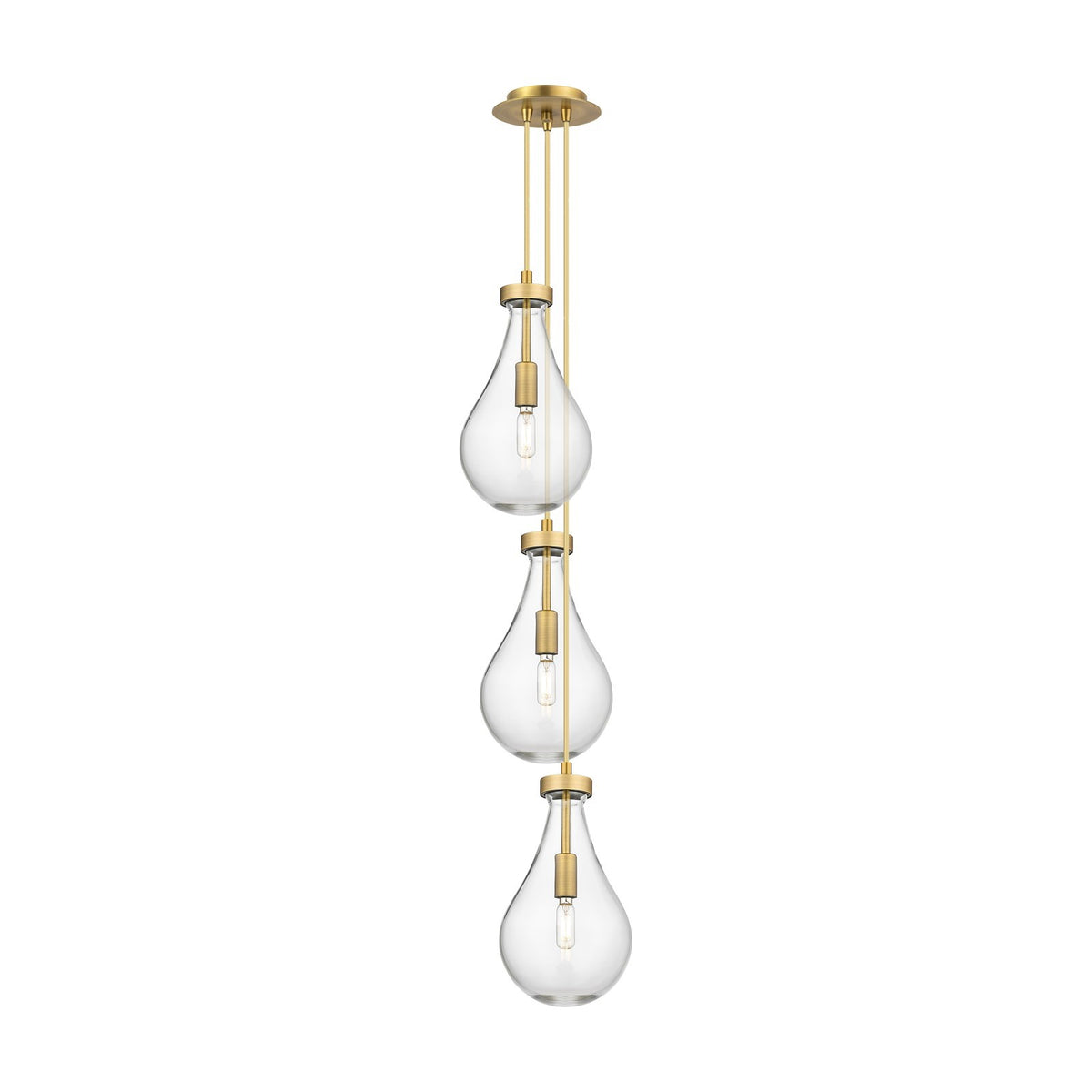 Innovations Owego 7in 3-Light Pendant | Art Deco Brushed Brass and Clear Glass | Kitchen Island & Dining Room | Model 103-451-1P-BB-G451-7CL
