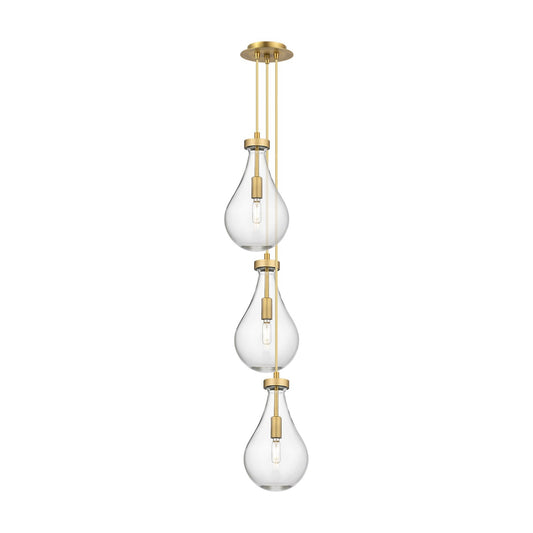 Innovations Owego 7in 3-Light Pendant | Art Deco Brushed Brass and Clear Glass | Kitchen Island & Dining Room | Model 103-451-1P-BB-G451-7CL