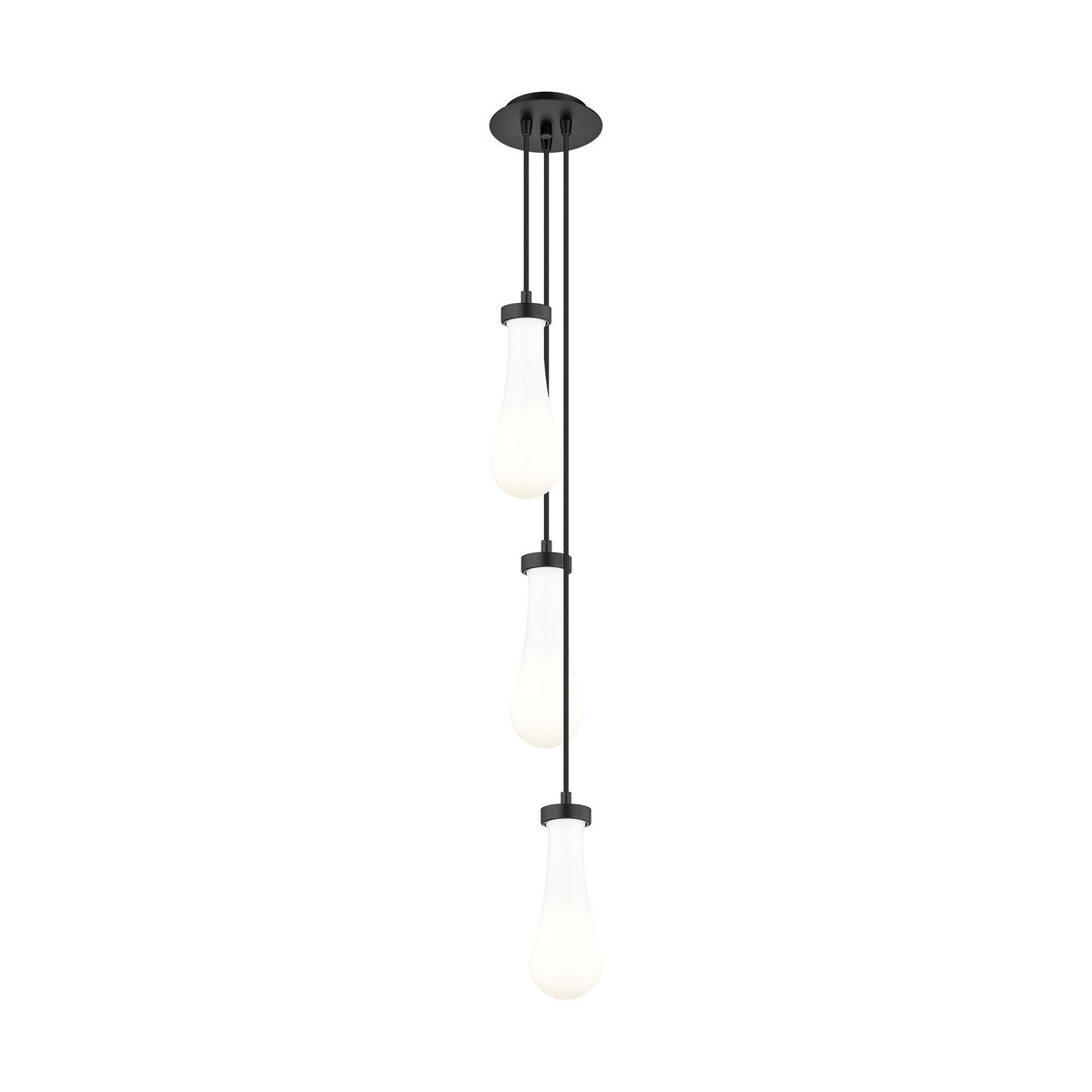 Innovations Lighting Owego 3-Light 7in Multi Pendant | Art Deco Brushed Matte Black and Gloss White Glass | Dining | Model 103-451-1P-BK-G451-4GWH
