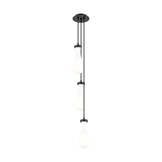 Innovations Lighting Owego 3-Light 7in Multi Pendant | Art Deco Brushed Matte Black and Gloss White Glass | Dining | Model 103-451-1P-BK-G451-4GWH