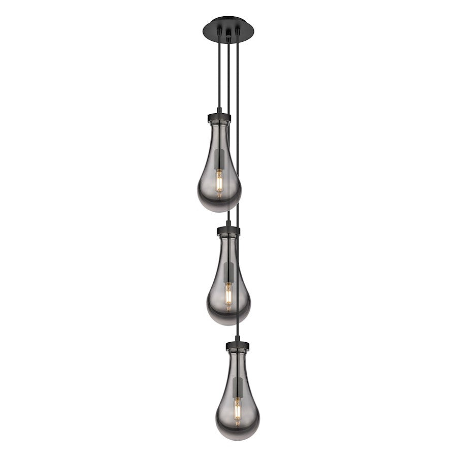 Innovations Malone 6-Light Teardrop Pendant | Art Deco Matte Black and Striped Clear Glass | Kitchen Island & Dining | Model 103-451-1P-BK-G451-5SM