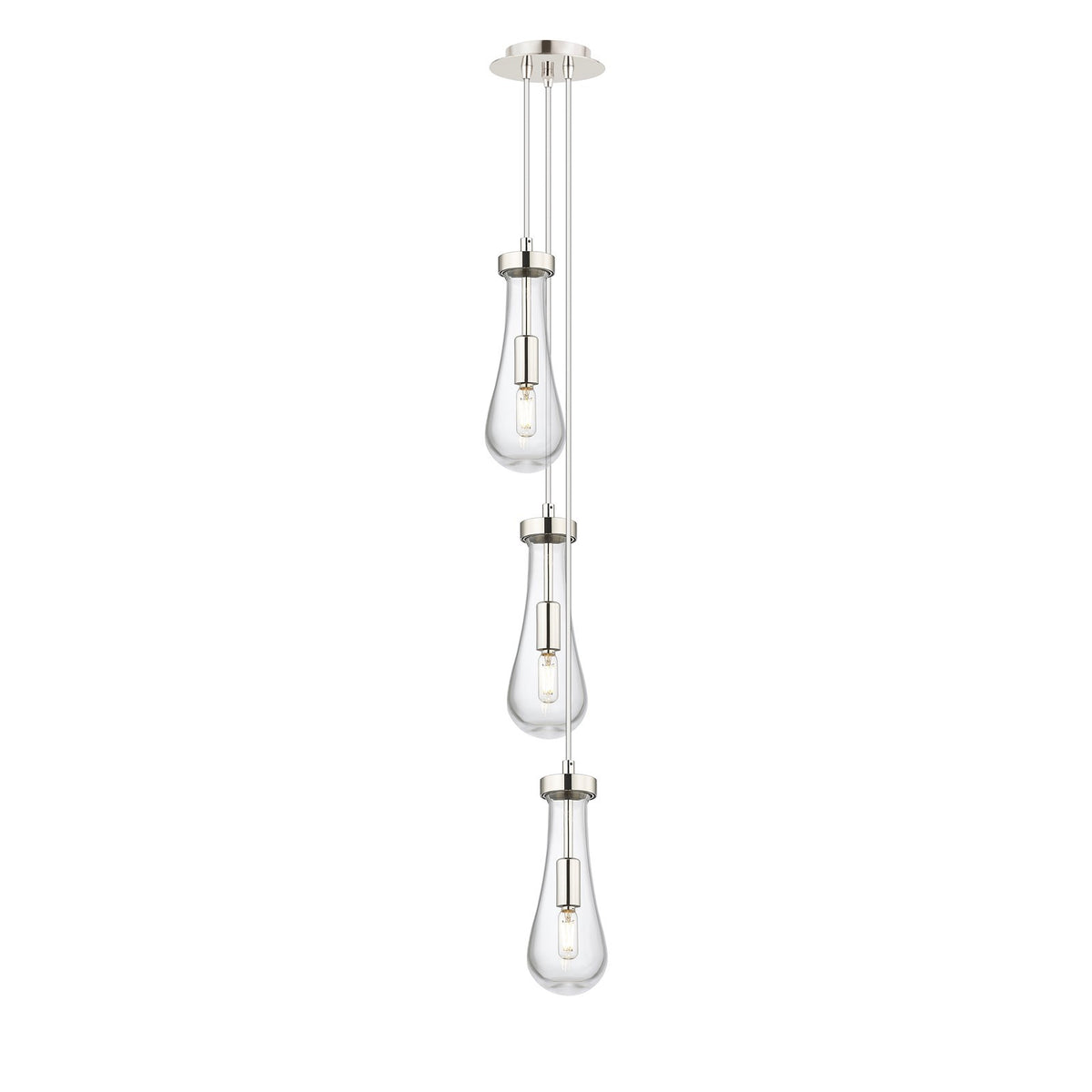 Innovations Owego 3-Light Multi Pendant | Art Deco Polished Nickel and Clear Glass | Kitchen Island & Dining Room | Model 103-451-1P-PN-G451-4CL