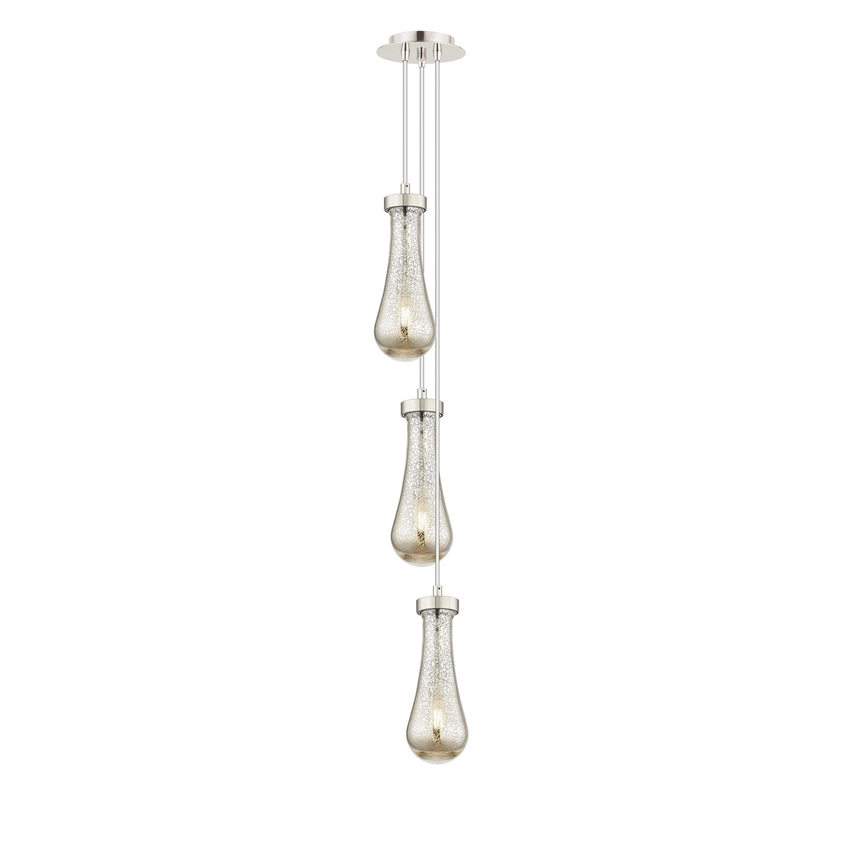 Innovations Owego 6in 3-Light Multi Pendant | Art Deco Brushed Polished Nickel and Mercury Glass | Kitchen Island | Model 103-451-1P-PN-G451-4ME