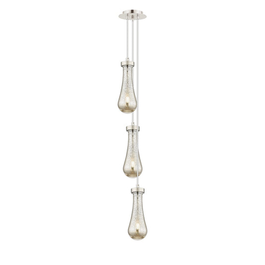 Innovations Owego 6in 3-Light Multi Pendant | Art Deco Brushed Polished Nickel and Mercury Glass | Kitchen Island | Model 103-451-1P-PN-G451-4ME