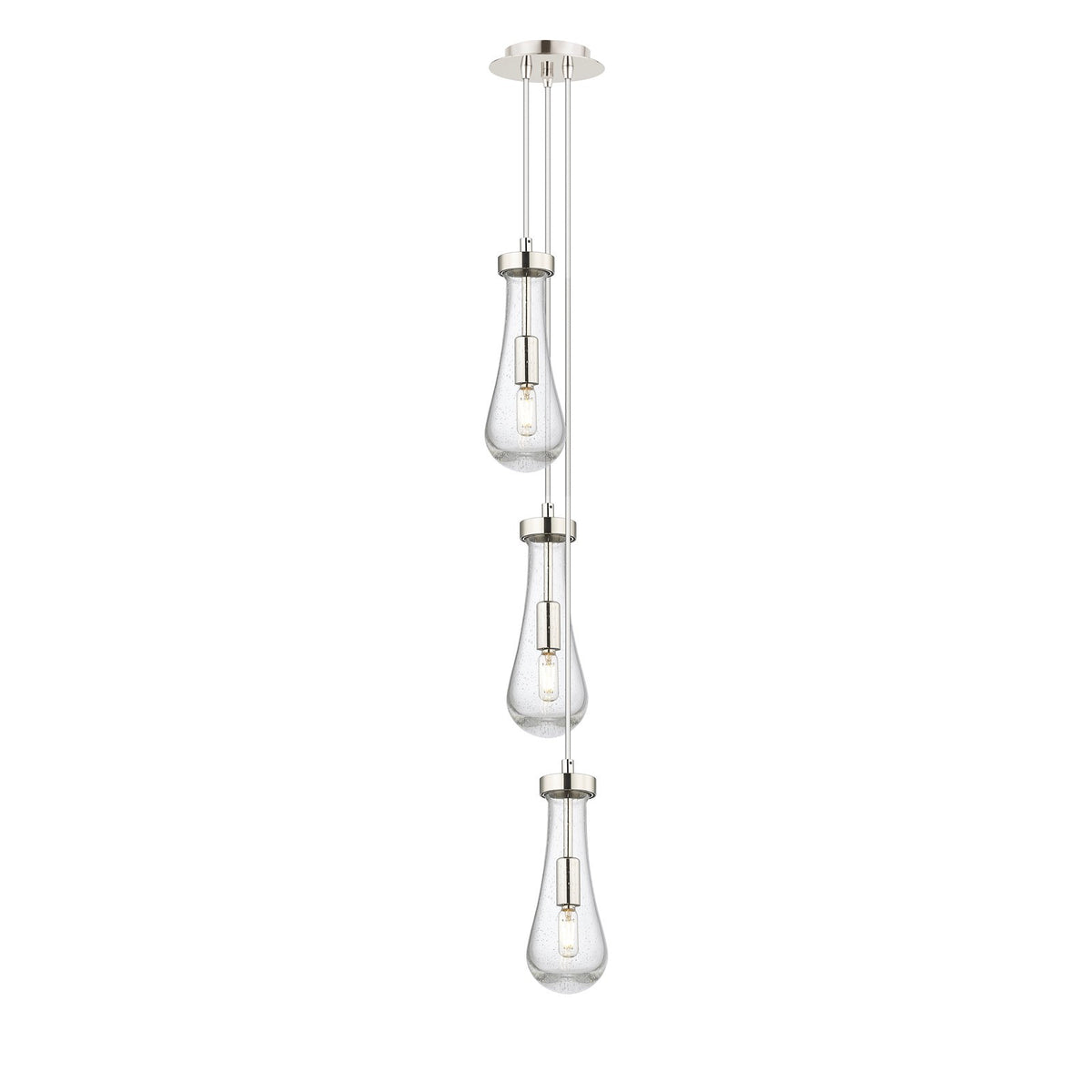Innovations Owego 3-Light Pendant | Art Deco Brushed Polished Nickel and Seedy Glass | Kitchen Island & Dining Room | Model 103-451-1P-PN-G451-4SDY