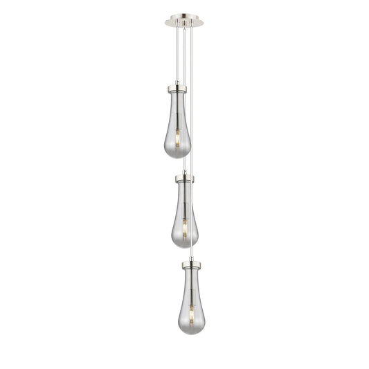 Innovations Owego 3-Light 7in Pendant | Art Deco Polished Nickel and Light Smoke Glass | Kitchen Island & Dining Room | Model 103-451-1P-PN-G451-4SM