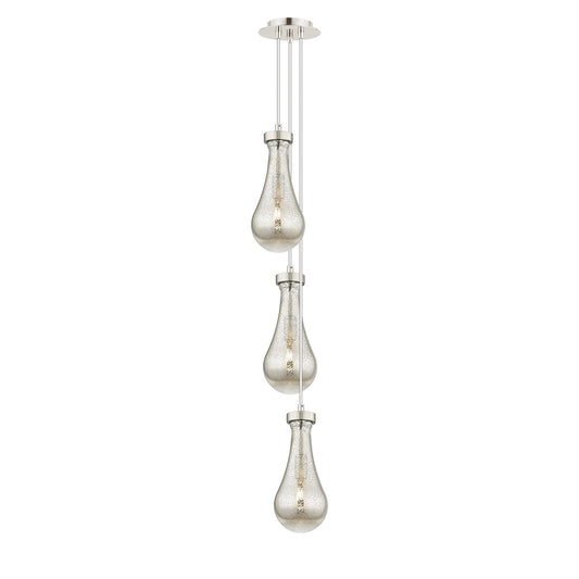 Innovations Owego 7in 3-Light Pendant | Art Deco Polished Nickel and Mercury Glass | Kitchen Island & Dining Room | Model 103-451-1P-PN-G451-5ME