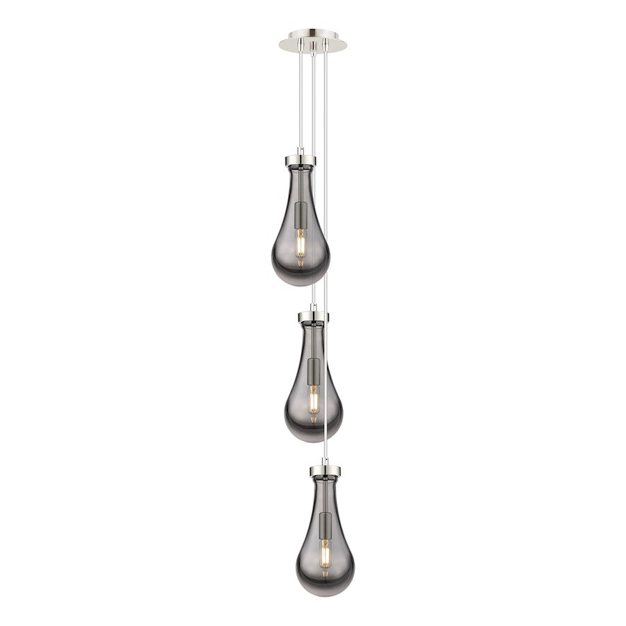 Innovations Malone 6-Light Teardrop Pendant | Polished Nickel Steel & Cast Brass with Striped Clear Glass | Kitchen | Model 103-451-1P-PN-G451-5SM