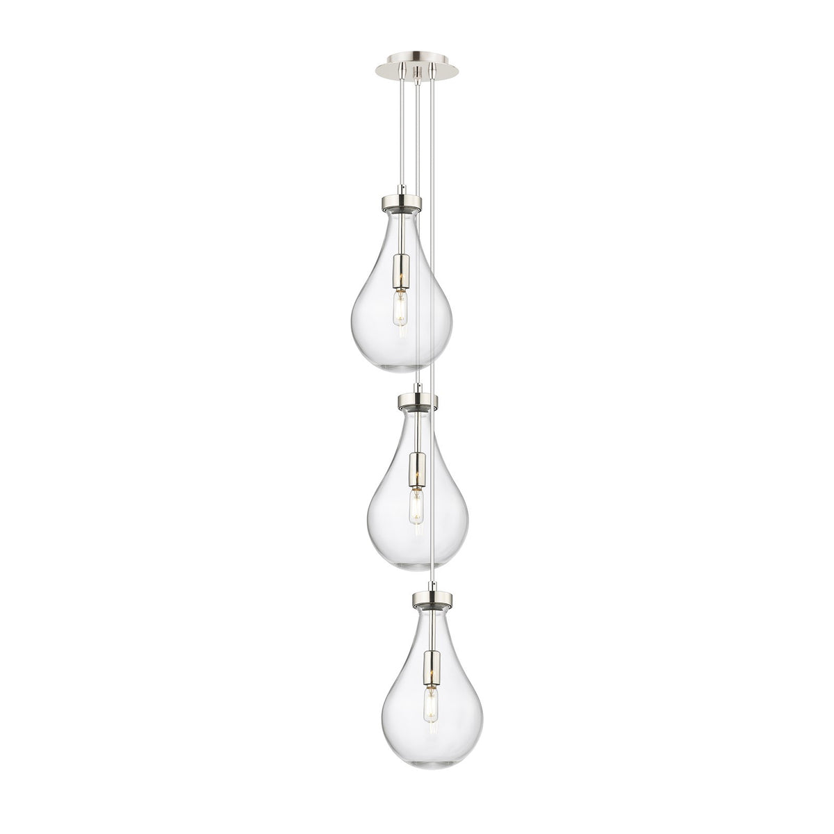 Innovations Owego 7in 3-Light Multi Pendant | Art Deco Polished Nickel and Clear Glass | Kitchen Island & Dining Room | Model 103-451-1P-PN-G451-7CL