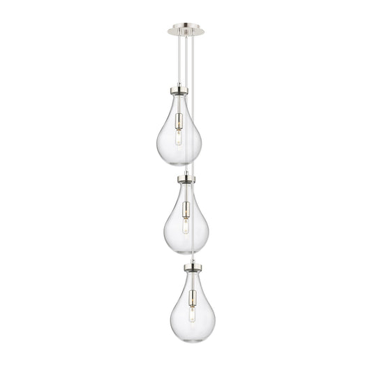 Innovations Owego 7in 3-Light Multi Pendant | Art Deco Polished Nickel and Clear Glass | Kitchen Island & Dining Room | Model 103-451-1P-PN-G451-7CL