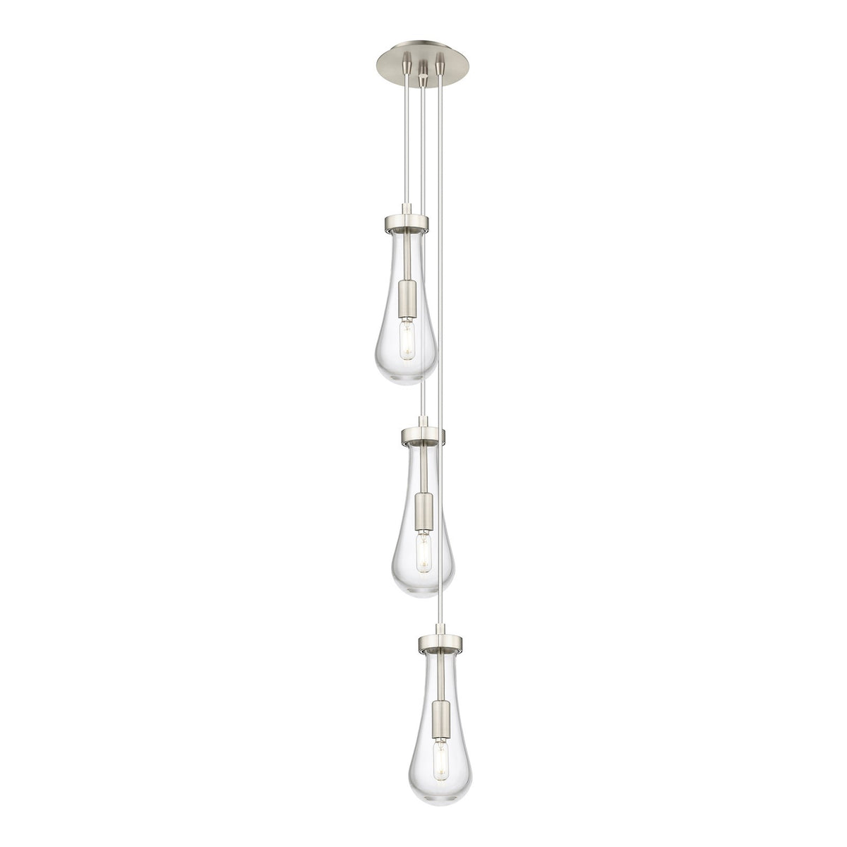 Innovations Owego 6in 3-Light Multi Pendant | Art Deco Brushed Satin Nickel and Clear Glass | Kitchen Island & Dining | Model 103-451-1P-SN-G451-4CL