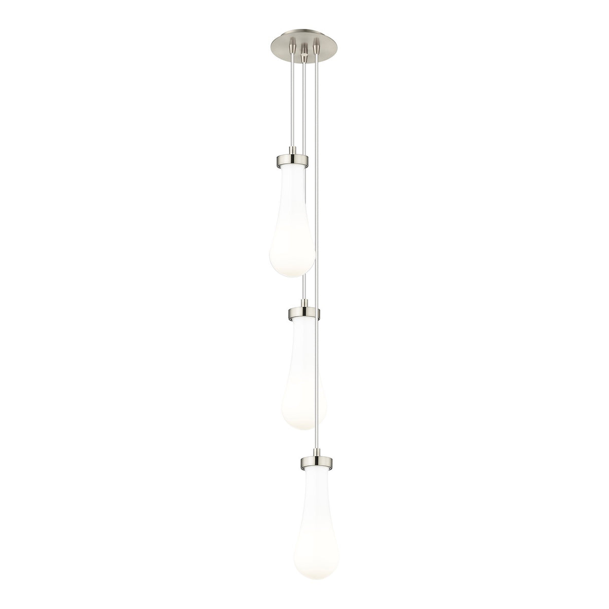 Innovations Owego 6in 3-Light Multi Pendant | Art Deco Brushed Satin Nickel and Gloss White Glass | Kitchen Island | Model 103-451-1P-SN-G451-4GWH