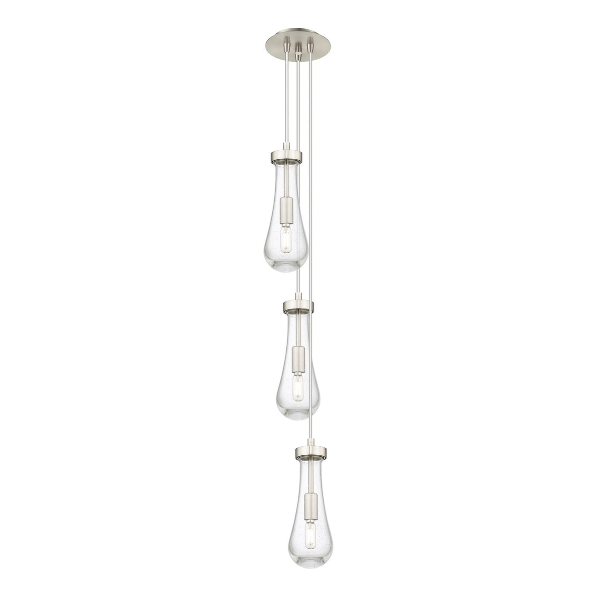 Innovations Owego 3-Light Pendant | Art Deco Brushed Satin Nickel and Seedy Glass | Kitchen Island & Dining Room | Model 103-451-1P-SN-G451-4SDY