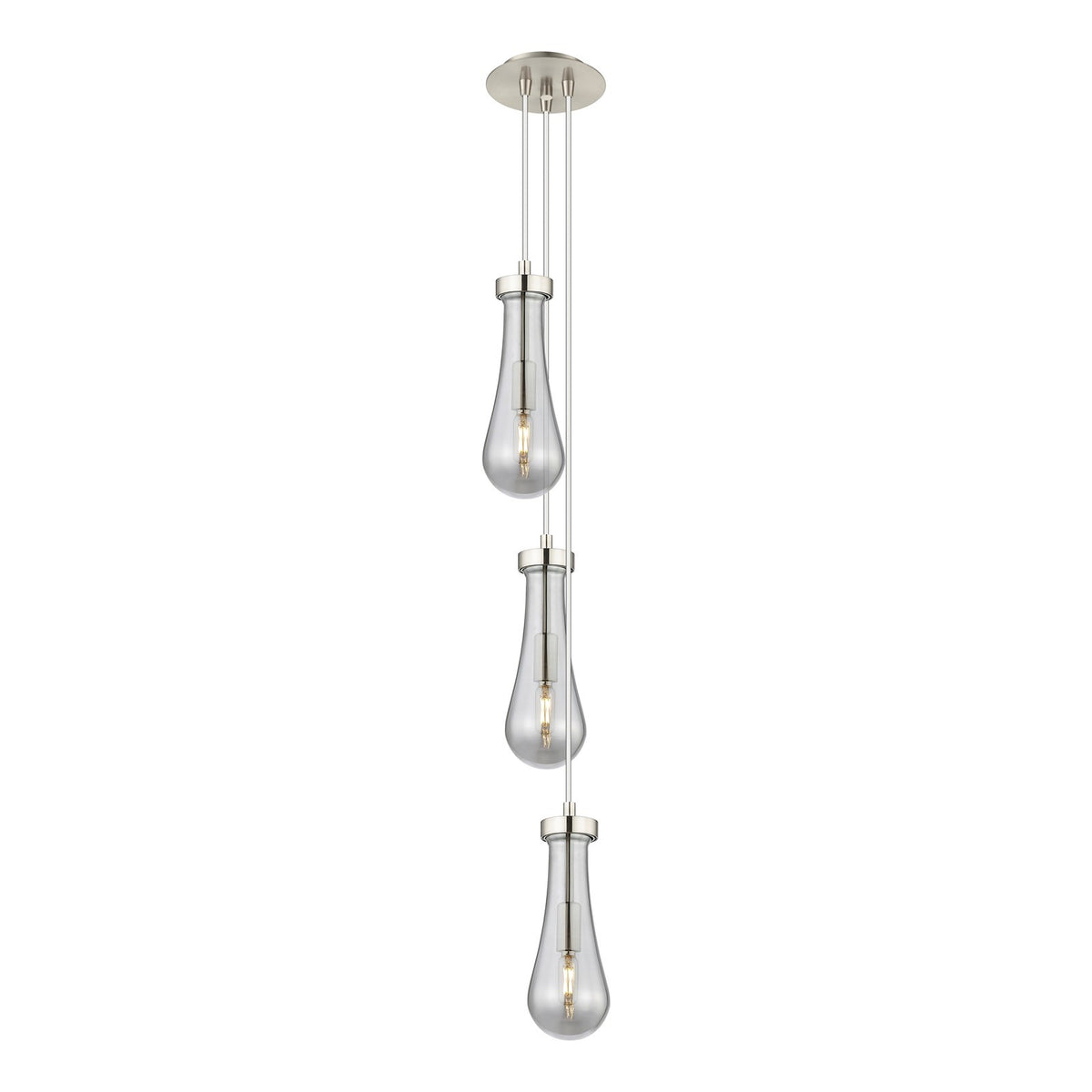 Innovations Owego 6in 3-Light Pendant | Art Deco Brushed Satin Nickel and Light Smoke Glass | Kitchen Island & Dining | Model 103-451-1P-SN-G451-4SM