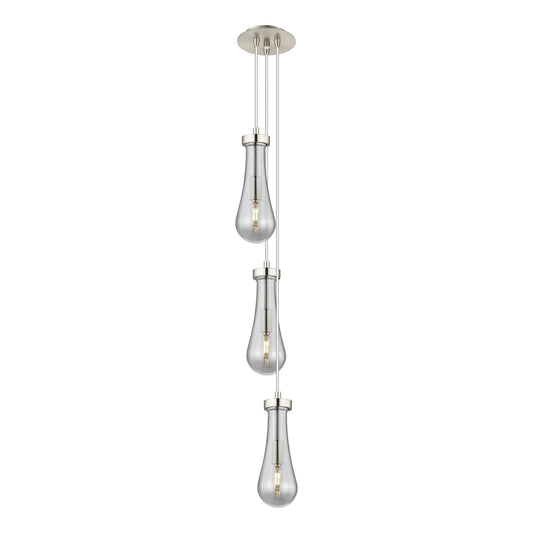Innovations Owego 6in 3-Light Pendant | Art Deco Brushed Satin Nickel and Light Smoke Glass | Kitchen Island & Dining | Model 103-451-1P-SN-G451-4SM