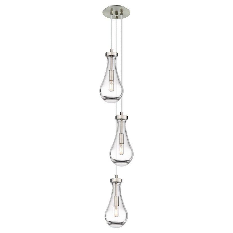 Innovations Malone 6-Light Teardrop Pendant | Art Deco Brushed Satin Nickel and Clear Glass | Kitchen Island & Dining | Model 103-451-1P-SN-G451-5CL