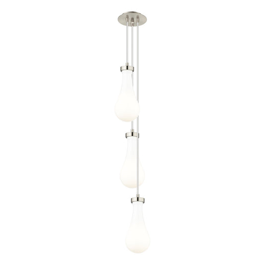 Innovations Owego 7in 3-Light Multi Pendant | Art Deco Brushed Satin Nickel and Gloss White Glass | Kitchen Island | Model 103-451-1P-SN-G451-5GWH