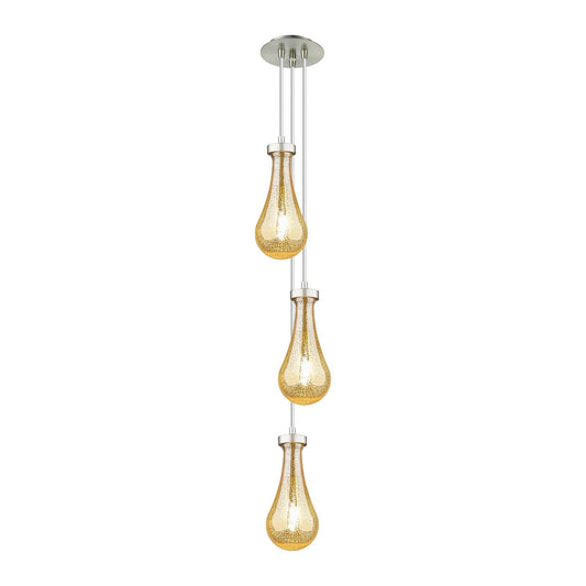 Innovations Owego 7in 3-Light Multi Pendant | Art Deco Brushed Satin Nickel and Mercury Glass | Kitchen Island | Model 103-451-1P-SN-G451-5ME