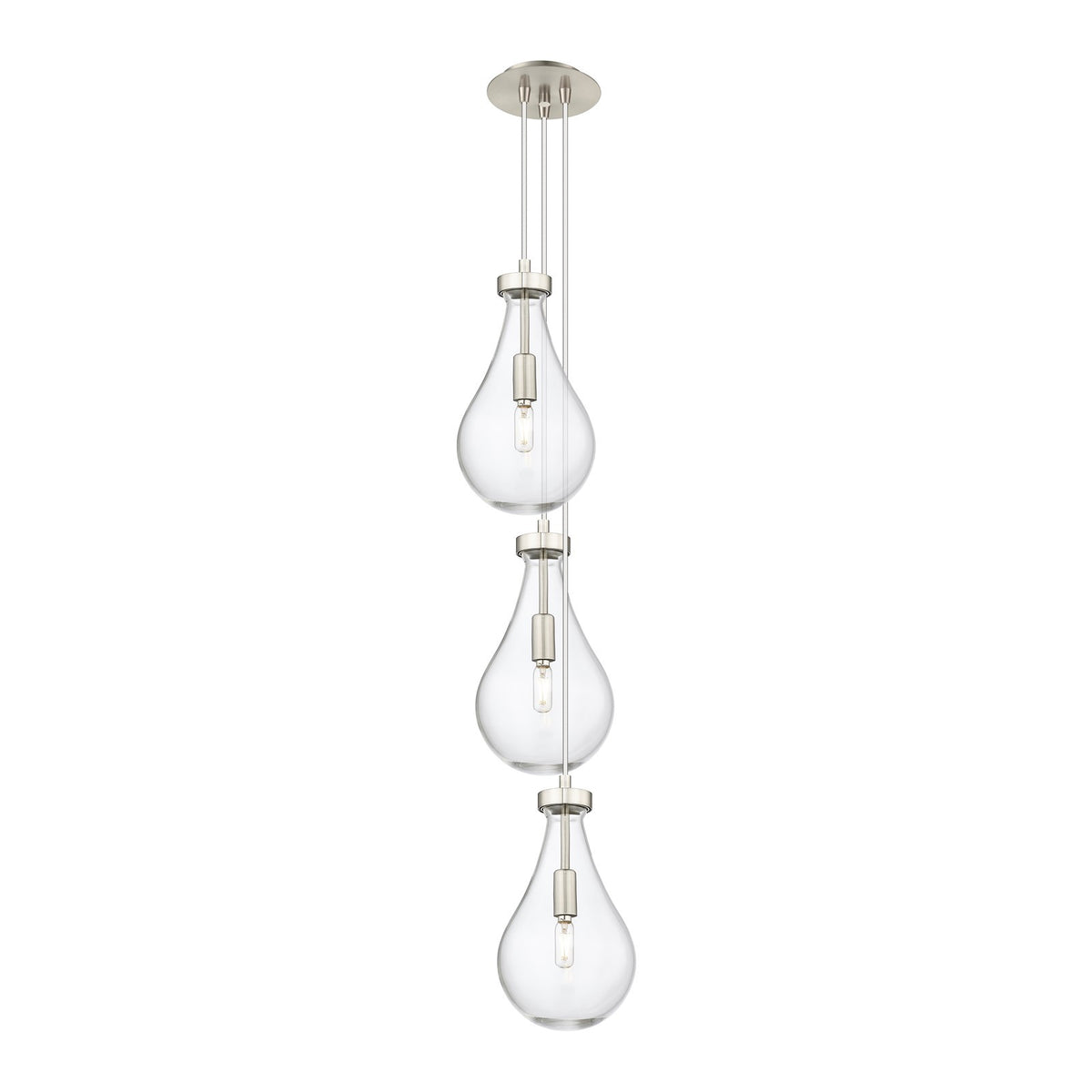 Innovations Owego 7in 3-Light Multi Pendant | Art Deco Brushed Satin Nickel and Clear Glass | Kitchen Island & Dining | Model 103-451-1P-SN-G451-7CL
