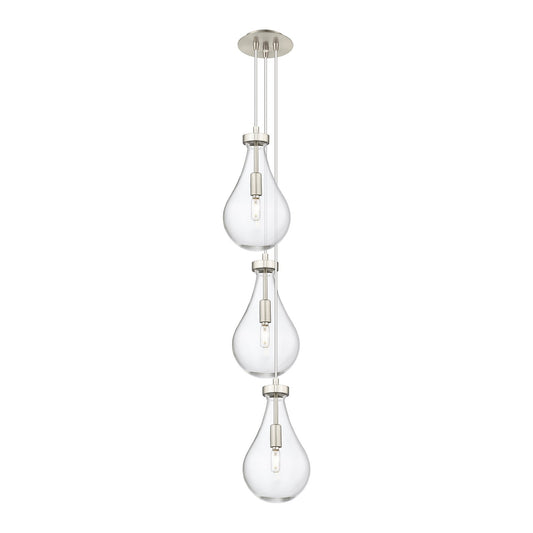 Innovations Owego 7in 3-Light Multi Pendant | Art Deco Brushed Satin Nickel and Clear Glass | Kitchen Island & Dining | Model 103-451-1P-SN-G451-7CL