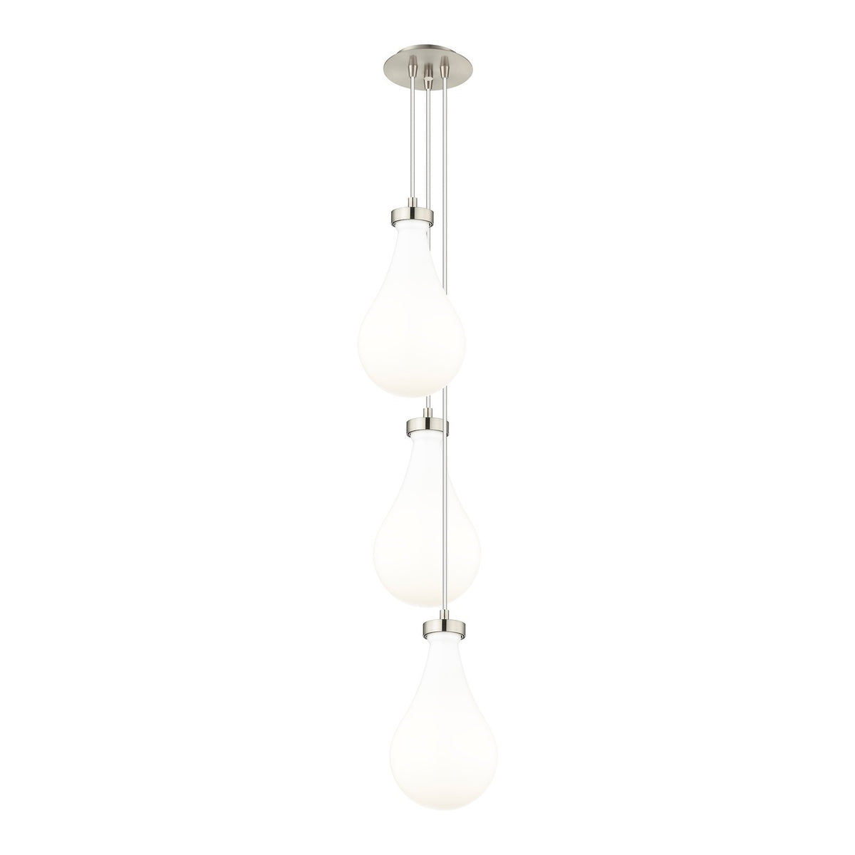 Innovations Owego 7in 3-Light Multi Pendant | Art Deco Brushed Satin Nickel and Gloss White Glass | Kitchen Island | Model 103-451-1P-SN-G451-7GWH