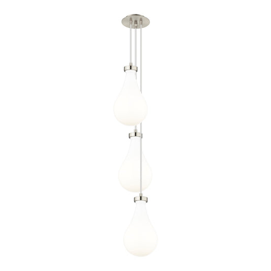 Innovations Owego 7in 3-Light Multi Pendant | Art Deco Brushed Satin Nickel and Gloss White Glass | Kitchen Island | Model 103-451-1P-SN-G451-7GWH