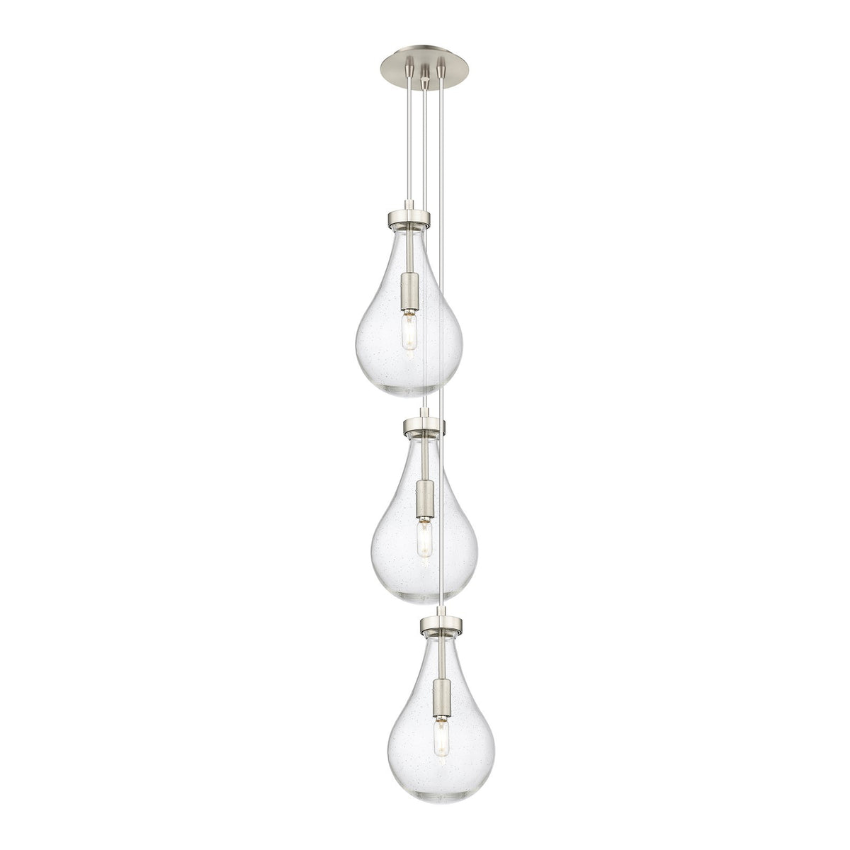 Innovations Owego 7in 3-Light Pendant | Art Deco Brushed Satin Nickel and Seedy Glass | Kitchen Island & Dining Room | Model 103-451-1P-SN-G451-7SDY