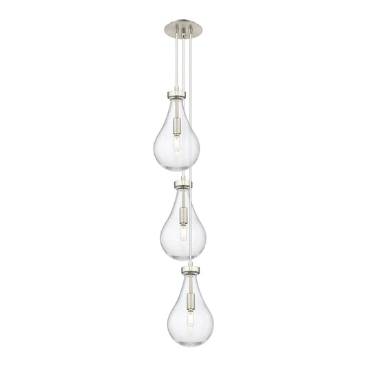 Innovations Owego 7in 3-Light Pendant | Art Deco Brushed Satin Nickel and Seedy Glass | Kitchen Island & Dining Room | Model 103-451-1P-SN-G451-7SDY