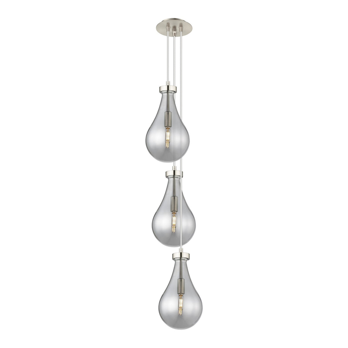 Innovations Owego 7in 3-Light Pendant | Art Deco Brushed Satin Nickel and Light Smoke Glass | Dining Room & Entryway | Model 103-451-1P-SN-G451-7SM