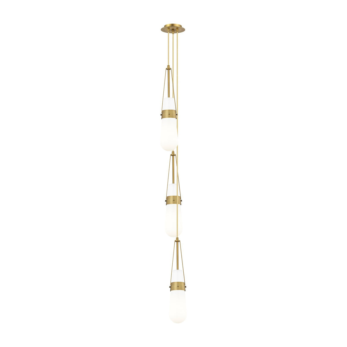 Innovations Milan 6in 3-Light Multi Pendant | Art Deco Brushed Brass and Glossy White Glass | Kitchen Island & Dining | Model 103-452-1P-BB-G452-4GWH