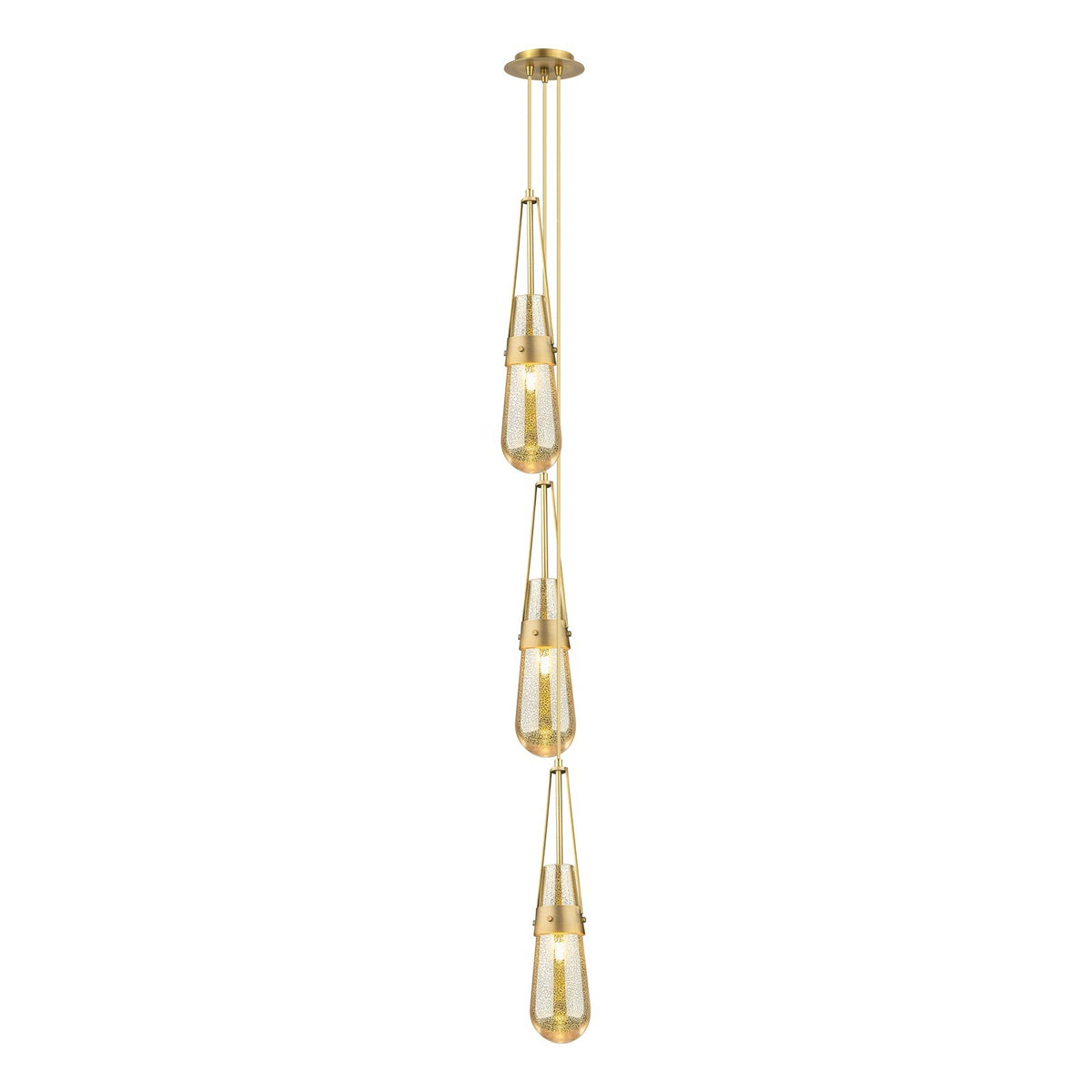 Innovations Milan 6in 3-Light Pendant | Art Deco Brushed Brass and Mercury Glass | Kitchen Island & Dining Room | Model 103-452-1P-BB-G452-4ME
