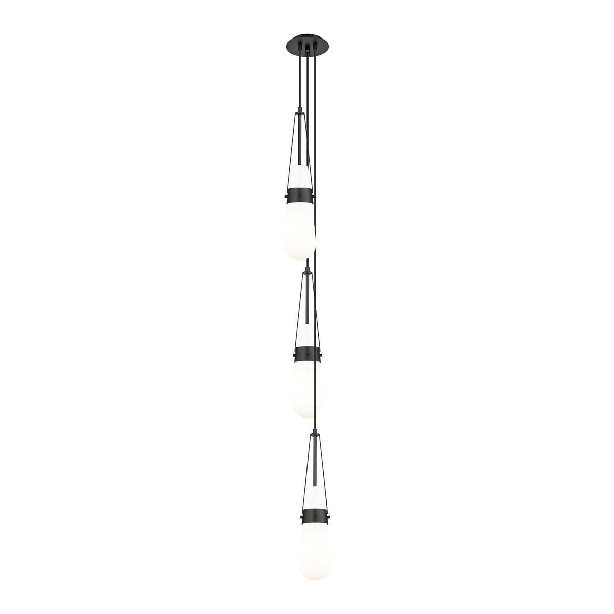 Innovations Milan 6in 3-Light Multi Pendant | Art Deco Matte Black and Glossy White Glass | Kitchen Island & Dining | Model 103-452-1P-BK-G452-4GWH