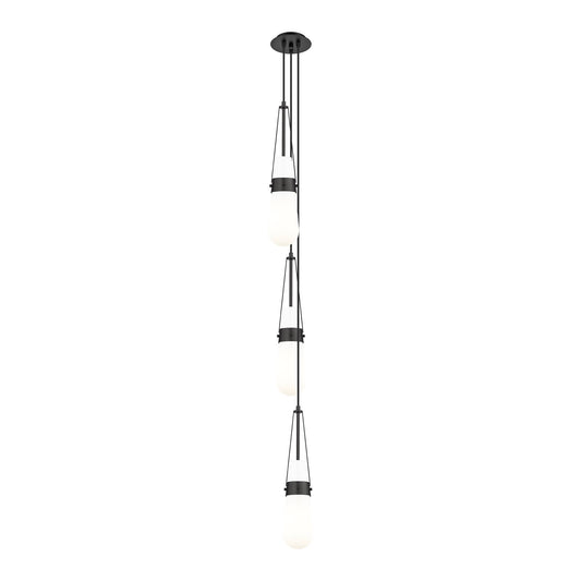 Innovations Milan 6in 3-Light Multi Pendant | Art Deco Matte Black and Glossy White Glass | Kitchen Island & Dining | Model 103-452-1P-BK-G452-4GWH