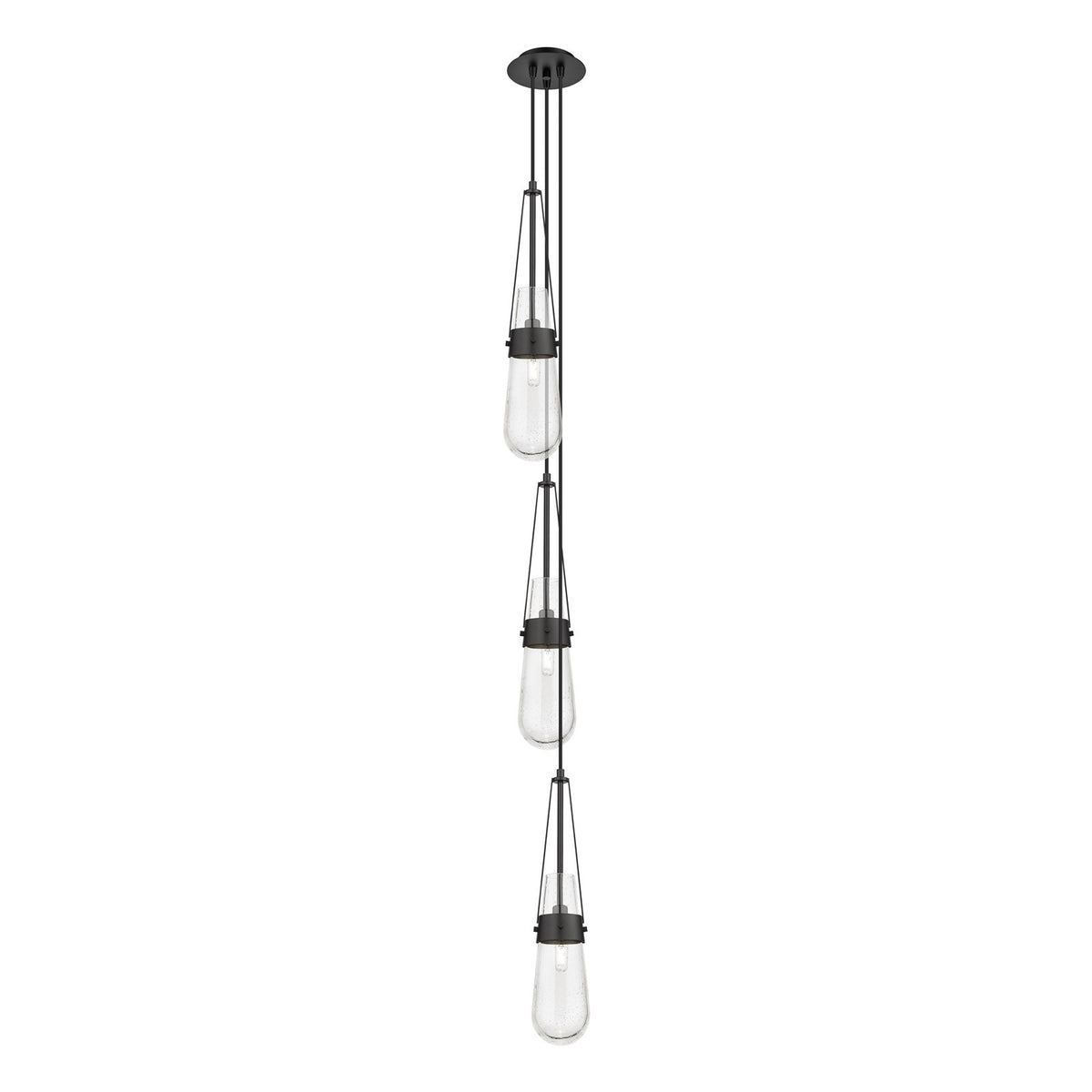 Innovations Milan 6in 3-Light Multi Pendant | Matte Black and Seedy Glass | Kitchen Island & Dining Room | Model 103-452-1P-BK-G452-4SDY