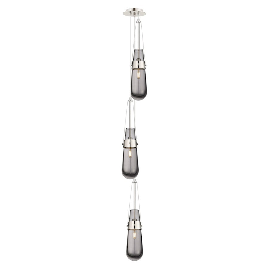 Innovations Milan 3-Light Pendant | Art Deco Polished Nickel and Light Smoke Glass | Dining Room & Kitchen Island | Model 103-452-1P-PN-G452-4SM