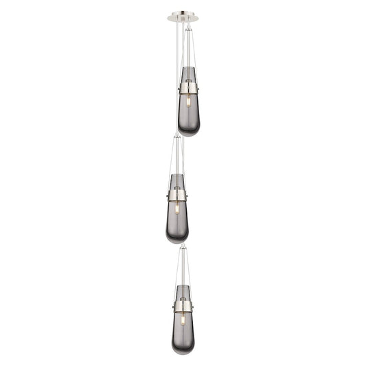 Innovations Milan 3-Light Pendant | Art Deco Polished Nickel and Light Smoke Glass | Dining Room & Kitchen Island | Model 103-452-1P-PN-G452-4SM