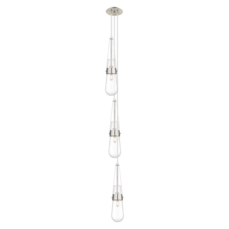 Innovations Milan 3-Light Pendant | Art Deco Brushed Satin Nickel and Clear Glass | Dining Room & Kitchen Island | Model 103-452-1P-SN-G452-4CL