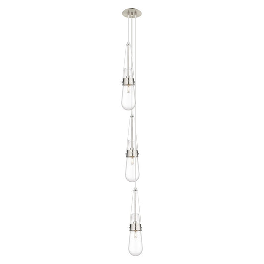 Innovations Milan 3-Light Pendant | Art Deco Brushed Satin Nickel and Clear Glass | Dining Room & Kitchen Island | Model 103-452-1P-SN-G452-4CL