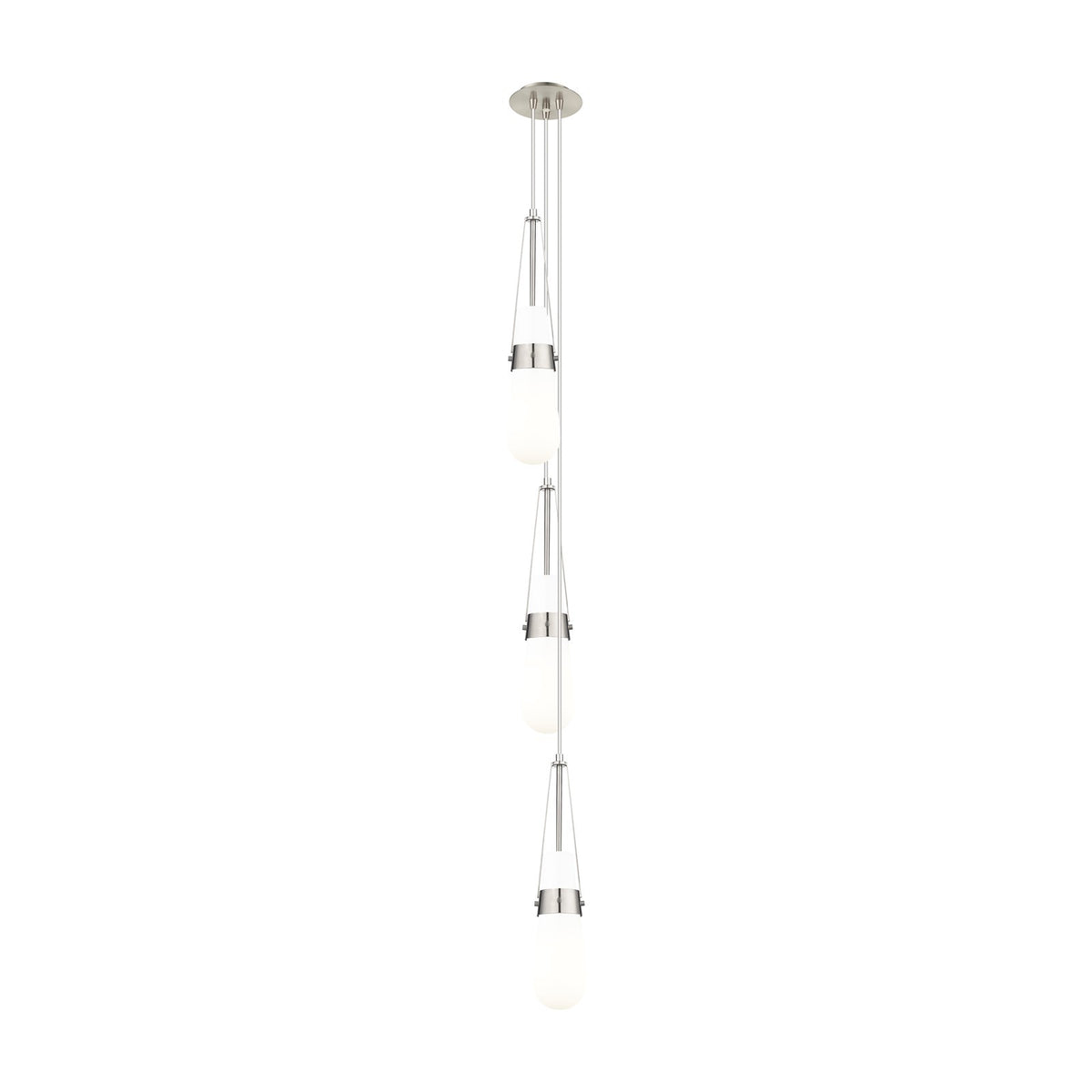 Innovations Milan 6in 3-Light Multi Pendant | Art Deco Brushed Satin Nickel and Glossy White Glass | Kitchen Island | Model 103-452-1P-SN-G452-4GWH