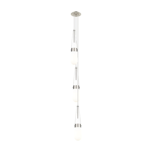 Innovations Milan 6in 3-Light Multi Pendant | Art Deco Brushed Satin Nickel and Glossy White Glass | Kitchen Island | Model 103-452-1P-SN-G452-4GWH