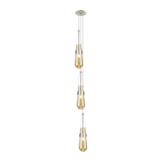 Innovations Milan 6in 3-Light Multi Pendant | Art Deco Brushed Satin Nickel and Mercury Smoked Glass | Kitchen Island | Model 103-452-1P-SN-G452-4ME