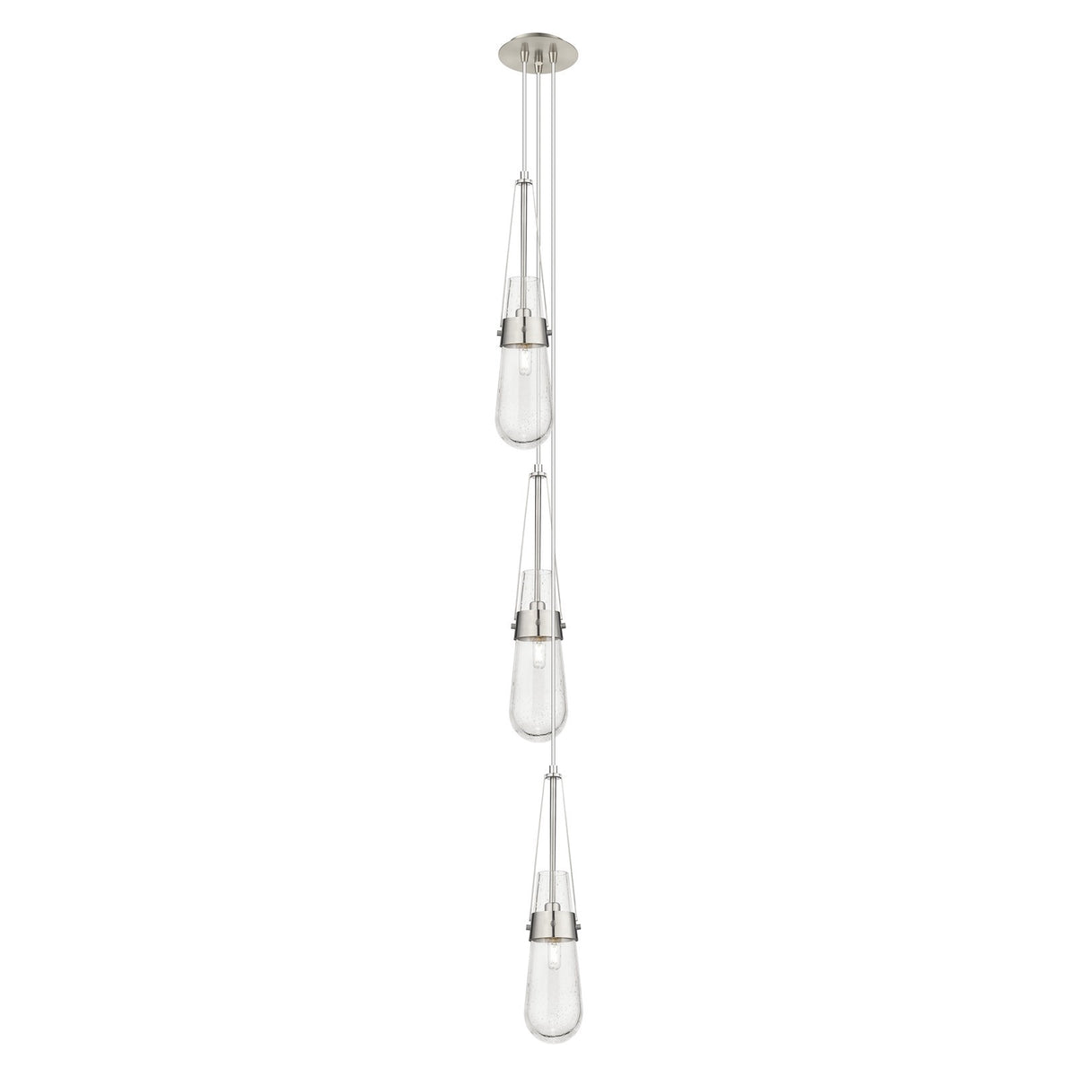 Innovations Milan 6in 3-Light Pendant | Art Deco Brushed Satin Nickel and Seedy Glass | Kitchen Island & Dining Room | Model 103-452-1P-SN-G452-4SDY